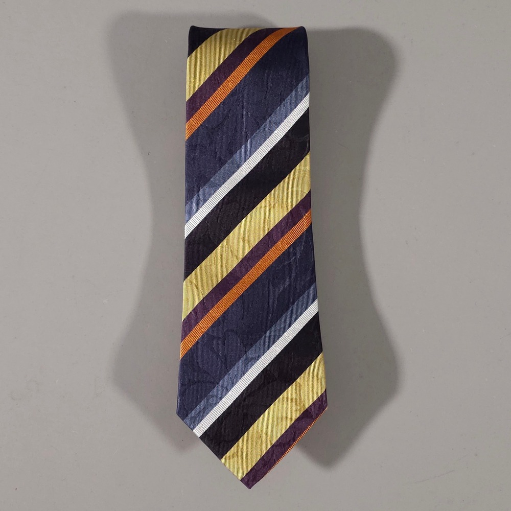 Trussardi Tie Mens OS Multicolor Striped Silk Jacquard Made in Italy
